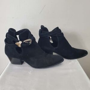 Sandro Aura Suede Western Ankle Boots